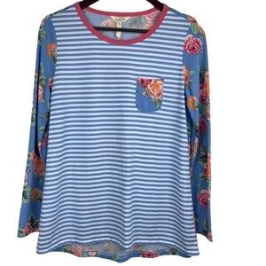 Floral and Striped Long Sleeve Top